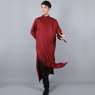 民国风长袍大褂男士长衫中式伴郎团装评书快板相声大褂男演出服装
