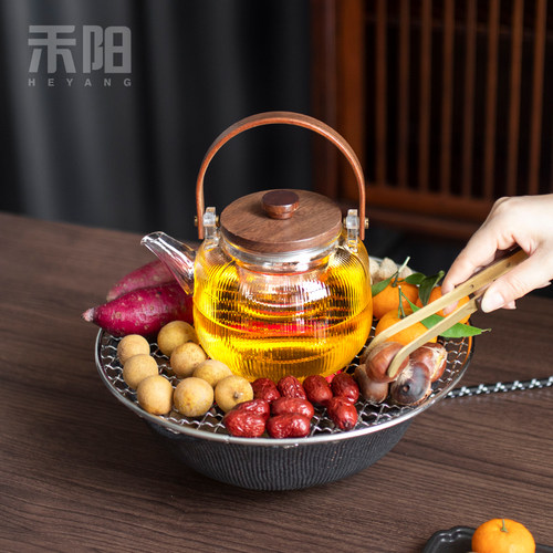 禾阳 围炉煮茶家用室内电陶炉烤茶罐罐茶煮茶器玻璃泡茶壶煮茶炉