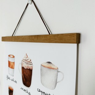 北欧小清新水彩插画咖啡面包烘焙店卧室书房植物挂轴画装饰画定制