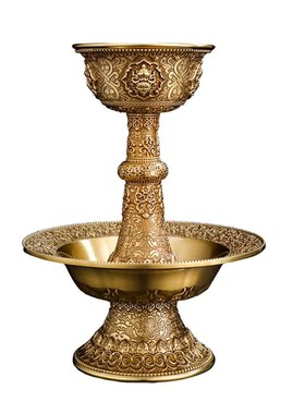 尼泊尔纯铜八吉祥雕花护法杯家用供具黄铜贡酒杯供护杯供茶杯大号