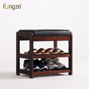 Fengze北欧实木小型进门轻奢玄关换鞋凳软包坐垫家用门口穿鞋凳子