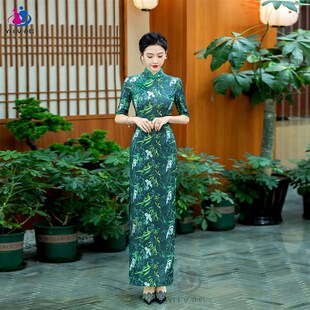 2025新款古典舞弹力跳舞旗袍古风爵士舞蹈服气质广场舞走秀表演服