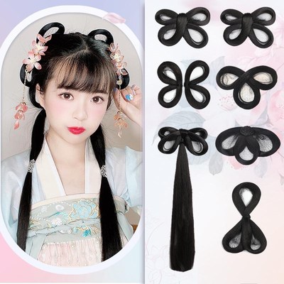 汉服假发古风新手后压发环全发丝软发髻新手多环日常百搭发包