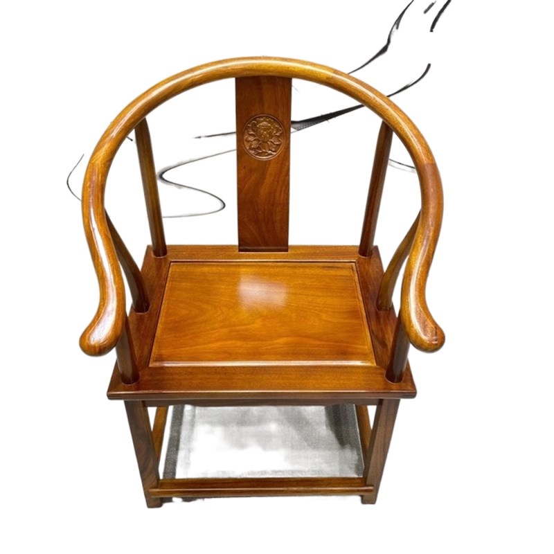 奥坎圈椅官帽椅子新中式实木茶桌刚果黄檀花梨木榫卯结构家具组合