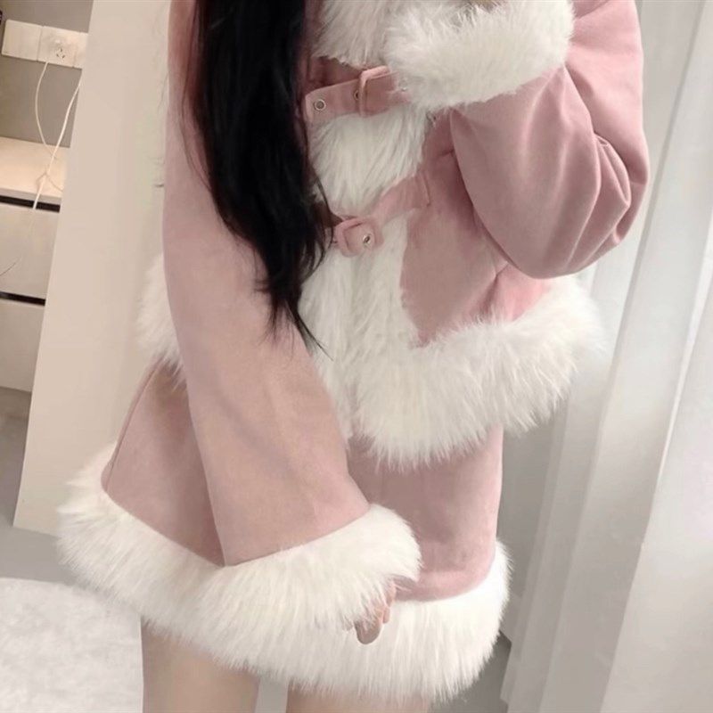 甜美粉色气质名媛套装女温柔加厚毛呢保暖外套+高腰半身裙两件套,女装/女士精品,时尚套装,淘宝优惠券,粉丝福利购,淘宝优惠卷