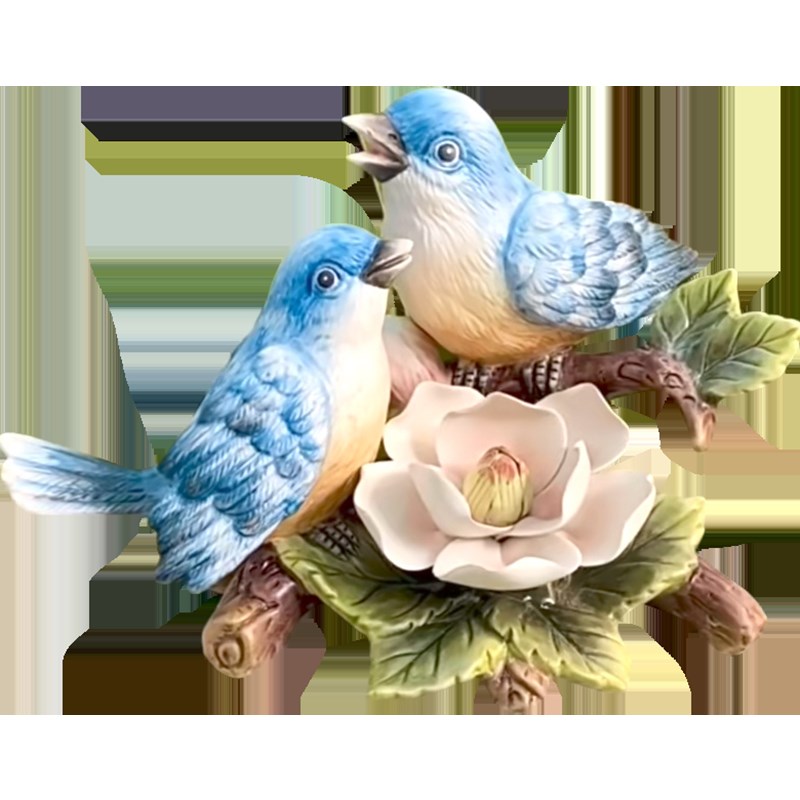 陶瓷比翼蓝鸟小摆件家居装饰生日节日结婚乔迁礼物订婚回礼爱情