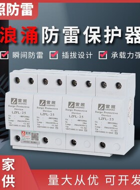 一级防浪涌保护器4P25KA三相385V电源避雷抑制SPD10350us