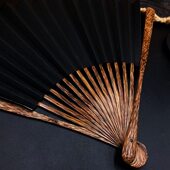 马力龙师傅制作95寸16方红芝麻棕竹折扇空白苏面扇子文玩扇古风扇