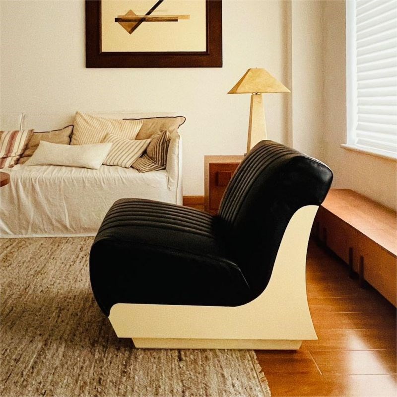 春生印格琴键沙发中古风家具皮质沙发客厅家用小户型单人沙发