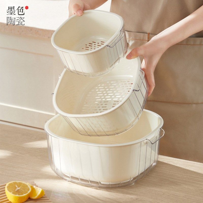 厨房洗菜盆沥水篮双层洗菜篮滤水塑料洗水果淘菜盆水果盘客厅家用,餐饮具,果盆/果盘/果篮,淘宝优惠券,粉丝福利购,淘宝优惠卷