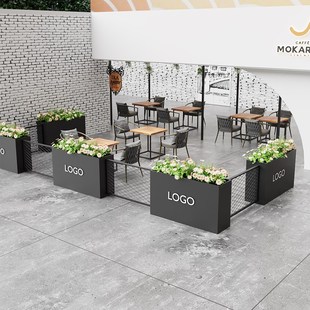 定制户外花箱隔断花坛庭院铁艺商业街咖啡店围栏餐厅奶茶店围挡