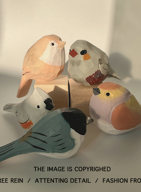 送TA一个肥啾鸟!木雕小鸟纯手工 桌面小摆件 治愈系生日礼物礼品