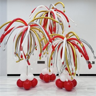 彩色长条烟火气球装饰多巴胺儿童宝宝生日布置酒店寿宴升学宴立柱