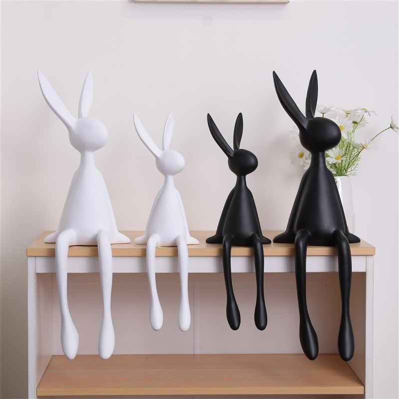 现代简约网红卡通坐姿长耳兔子摆件客厅电视柜前台桌面玄关装饰品,家居饰品,装饰摆件,淘宝优惠券,粉丝福利购,淘宝优惠卷