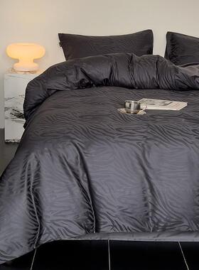 提花色丨20支长绒棉四8件套1全棉纯棉黑床单被套KBD1.米床上用品