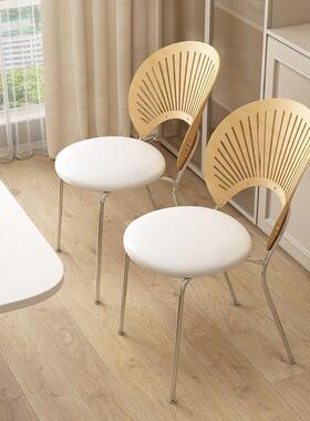 贝壳椅椅家用DGP加厚餐桌椅简背约实木商铁艺靠椅轻奢感休用闲椅