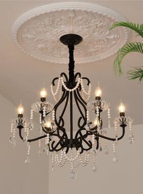美厅式简约水晶客灯31251欧式铁艺蜡烛吊吊灯装现代卧室餐厅服店