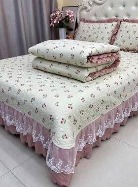 A类被套床盖四套件韩小竹棉加厚夹棉版防GEY滑床三件套四季单通用