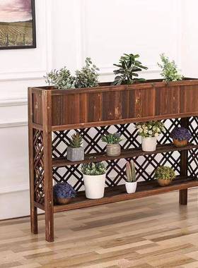 实木绿色低碳简约餐厅隔断碳化花花盆实架室VLA内室外木防腐架花