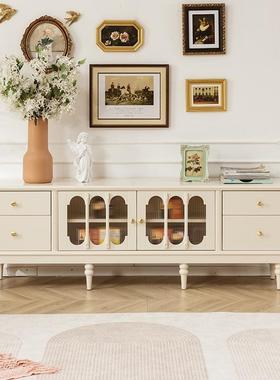 法柜式VPI奶油轻风电视茶几合全实木美式奢家具纯原木白色客厅组