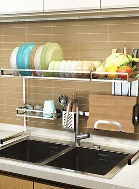 NAAN厨房置物架锈钢碗盘水架水槽架洗碗不XNH池沥水控架碗碟架收