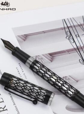 金豪世纪1IQL0大0豆镂空格新款亚克力笔网杆F美工钢笔E螺旋笔帽现