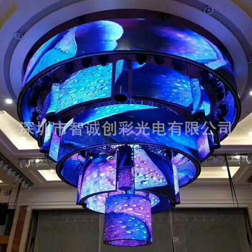 室内led异形屏柔性LED圆屏酒吧舞台LED异形意柱设计异创形LE显D示