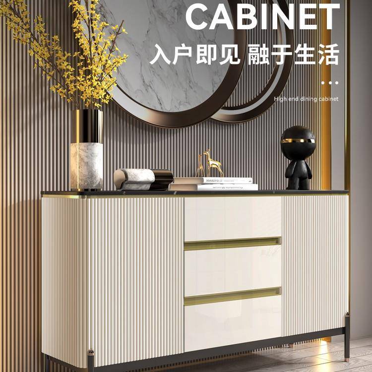 奢岩板玄关现代轻简约隔断柜储物柜茶水柜柜装饰物架入户餐AUT边