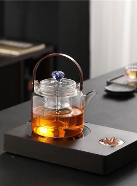 新手工玻璃AL643410高煮茶壶加厚耐温煮器茶蒸煮一体烧羽水壶电陶