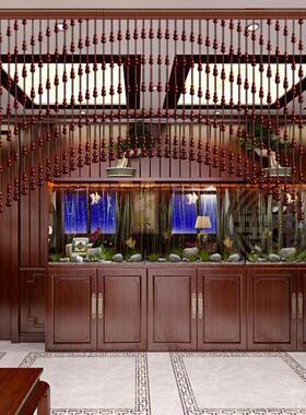 205桃免木葫2厕芦珠帘水晶卧室门帘隔断厨房玄关装82096饰所打孔