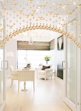 珠帘水晶断帘子挂半FGC门帘客厅轻奢帘玄关打屏风卧室隔免孔卫生