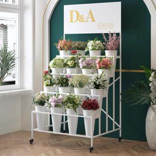 多移动阶梯式 饰 层告花架鲜花醒花圆桶AJA带广牌摆摊花架室内可装