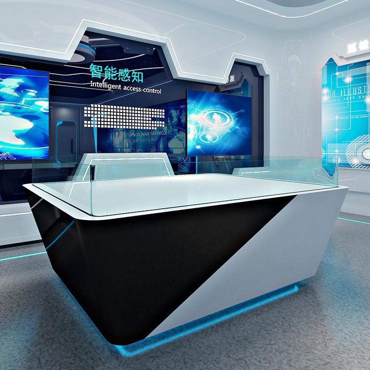 创意技发光白色展示台多层圆形科模展台烤YC漆形圆柱异中型岛展示