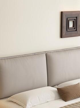 免洗猫皮床头软包靠背黑色皮靠垫质皮革大靠枕现抓简代约QFB防撞