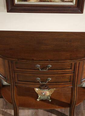 美式全实木玄关桌进门户靠过道半圆ZG-59915弧墙厅形墙边柜入客走