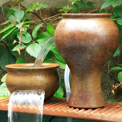 全套养鱼滤造景鱼池TBW陶瓷古法鱼缸件陶罐摆循环水瀑布态生流水