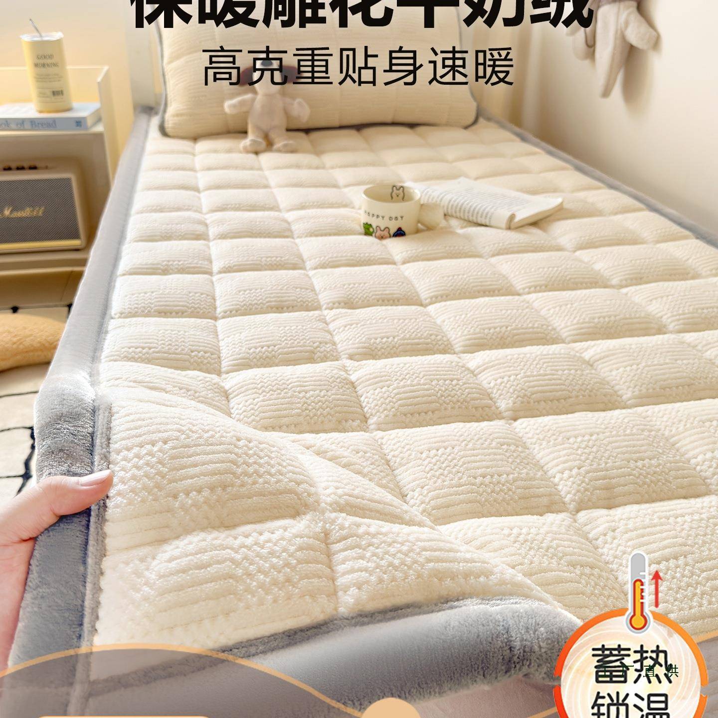 加学生床垫F9985H95宿舍专90用x910cm毛毯铺床冬天保暖绒加厚床单