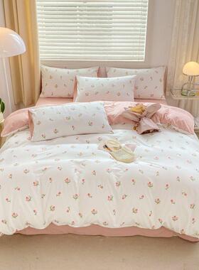 A类母婴级水洗棉四件套学单四被套棉麻床笠pxx10033款件套舍生宿