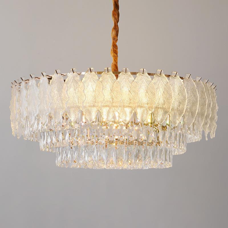 法式轻T-D9025/奢叶客吊灯柳叶厅水晶灯树玻璃主灯202现5年新款代