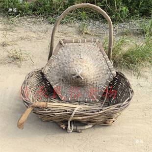 民俗农耕老木犁木耙摆件复古怀旧老石磨碾盘风车推车秋收农具道具