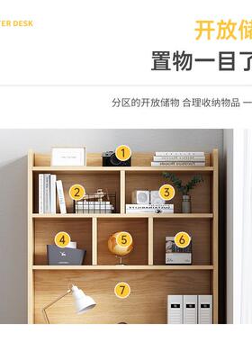 9C长0/80宽50c书桌书dnz02030架一m体式电脑桌学生书柜卧7台室学