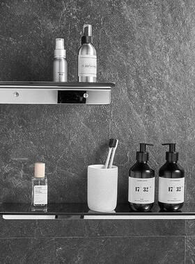 搁304不锈免钢置物架卫生间收纳OEB架一字板打孔室角浴架酒店置物