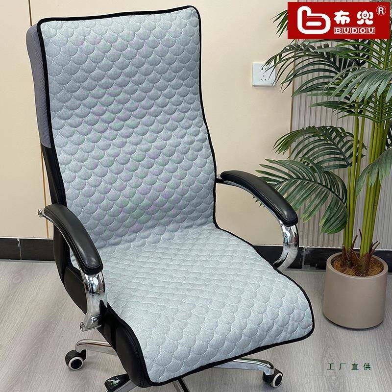 新款办椅公F5M8TJ66椅坐垫四季麻透气吸汗椅子连靠垫背椅一体老板
