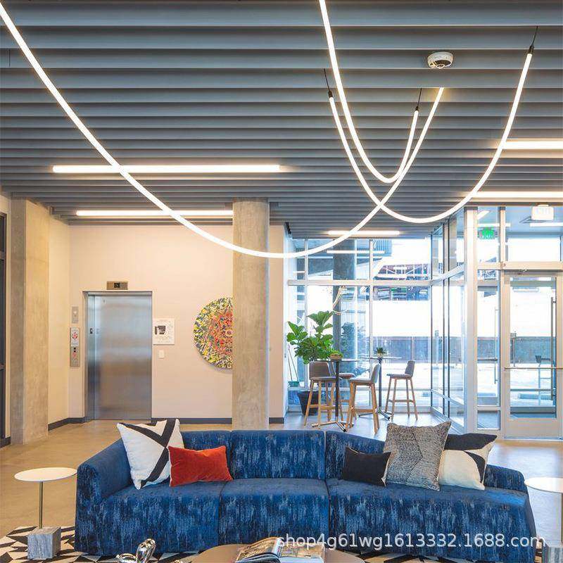 极简线条吊灯loft复式别无品牌/墅楼梯间餐厅灯展厅设师样板房客