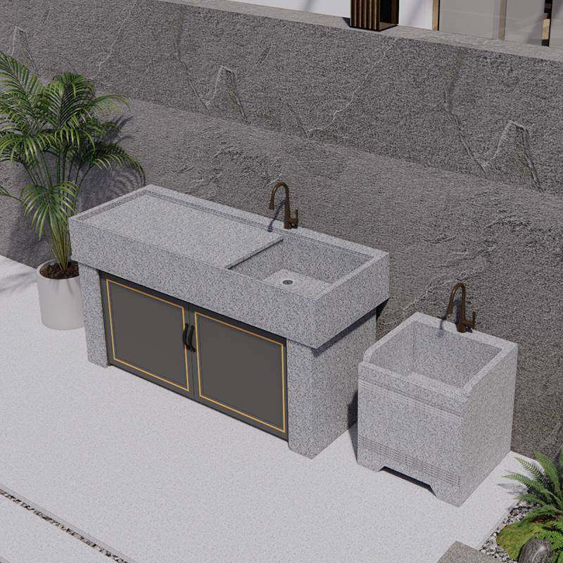 6R大理石洗衣池一体手台盆带农村水池阳台洗池搓衣户板外庭无品牌