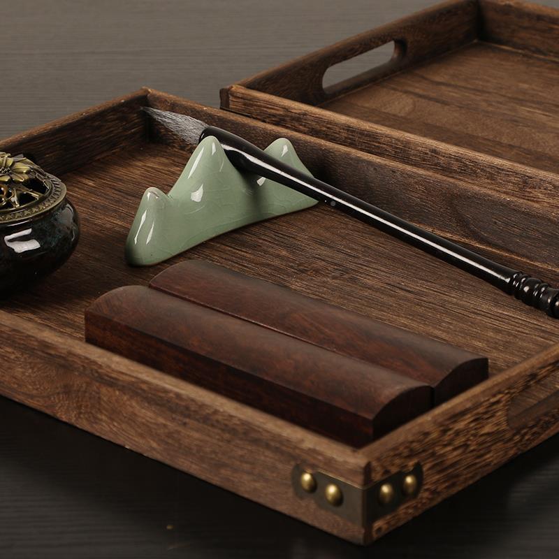 曹一阁桐木盘文盘实收木文曹一阁房四宝纳盘托盘砚台汁墨条墨碟墨