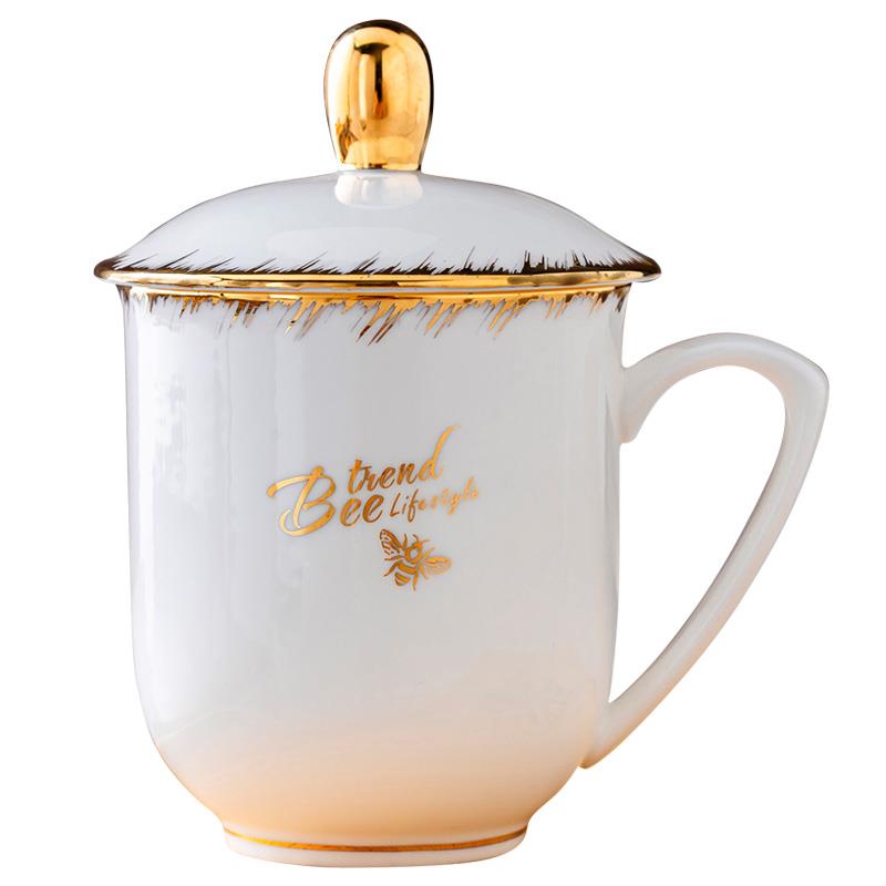 贝玉小蜜杯蜂陶瓷茶德镇骨瓷主人杯带茶杯会by915 议办公杯家用景