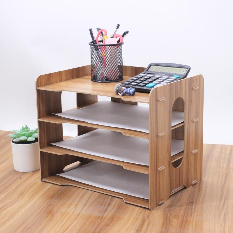 木创质文件架意桌面收纳层多资料办置易meii家物架公用品学生书架
