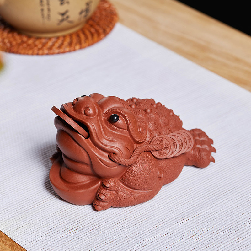 紫砂茶宠金蟾茶桌茶盘小摆件茶台摆设精品蟾蜍可养茶道茶玩茶从宠