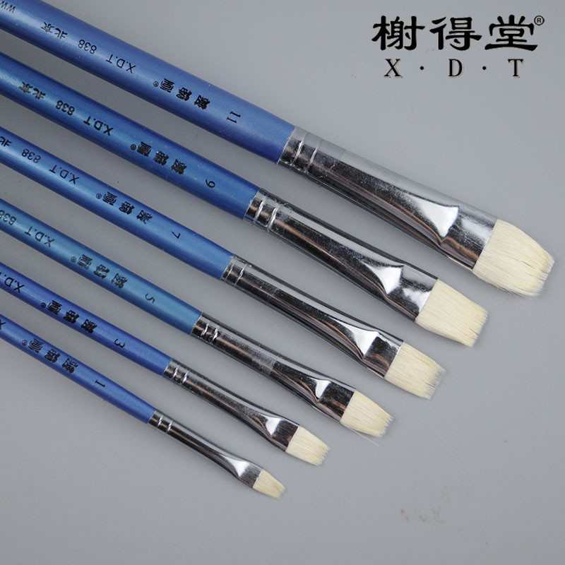 榭得堂838水粉画笔羊尾平笔 颜料绘画笔谢得堂羊毛平头美术绘画笔